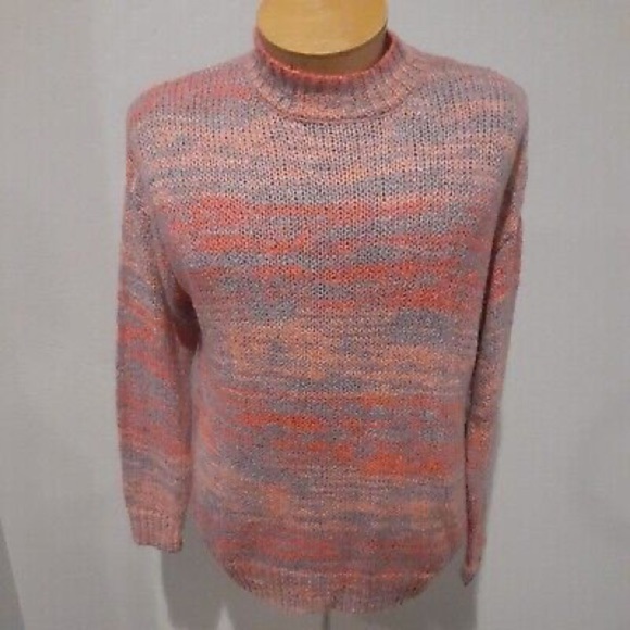 a.n.a Sweaters - A.N.A NWT mock neck striped pastel pinks knit sweater sz L, 22”p2p